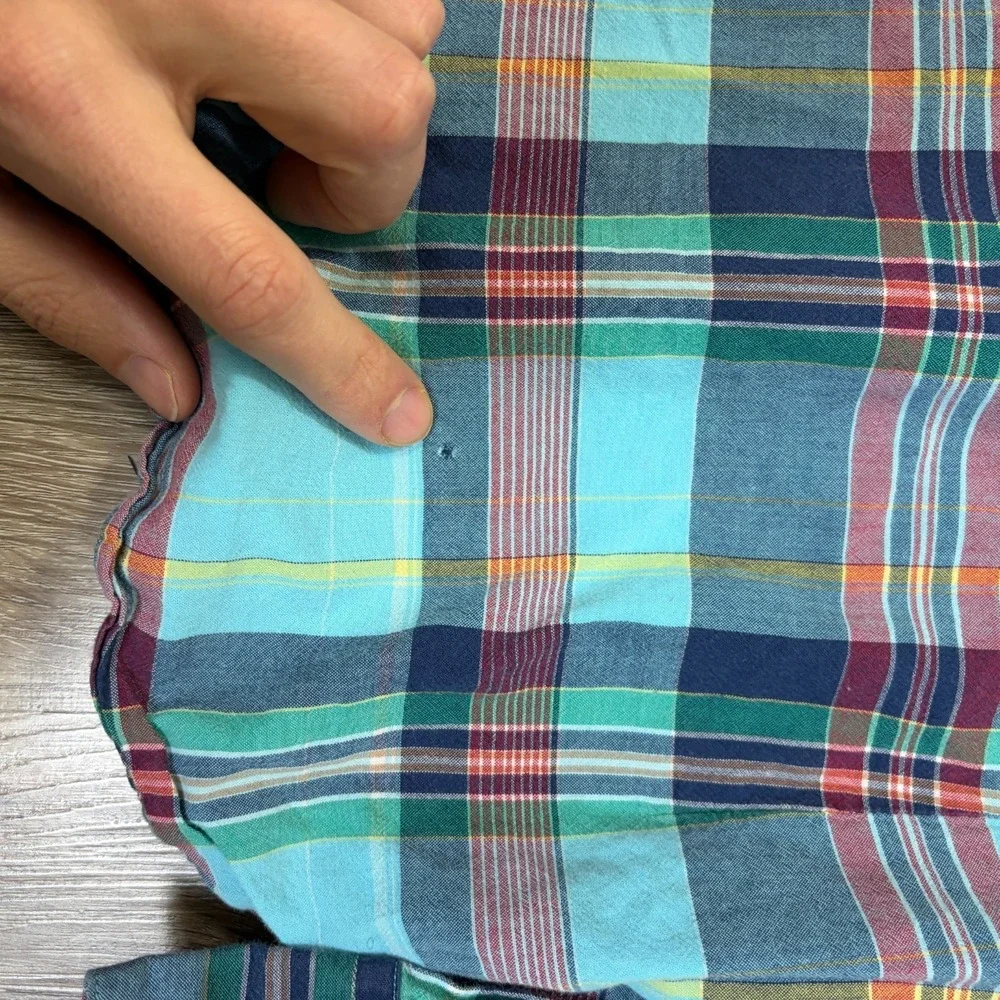 Ralph Lauren Sport Women's Plaid Pearl Snap Shirt Size 10 Blue 100% Cotton - Picture 7 of 8